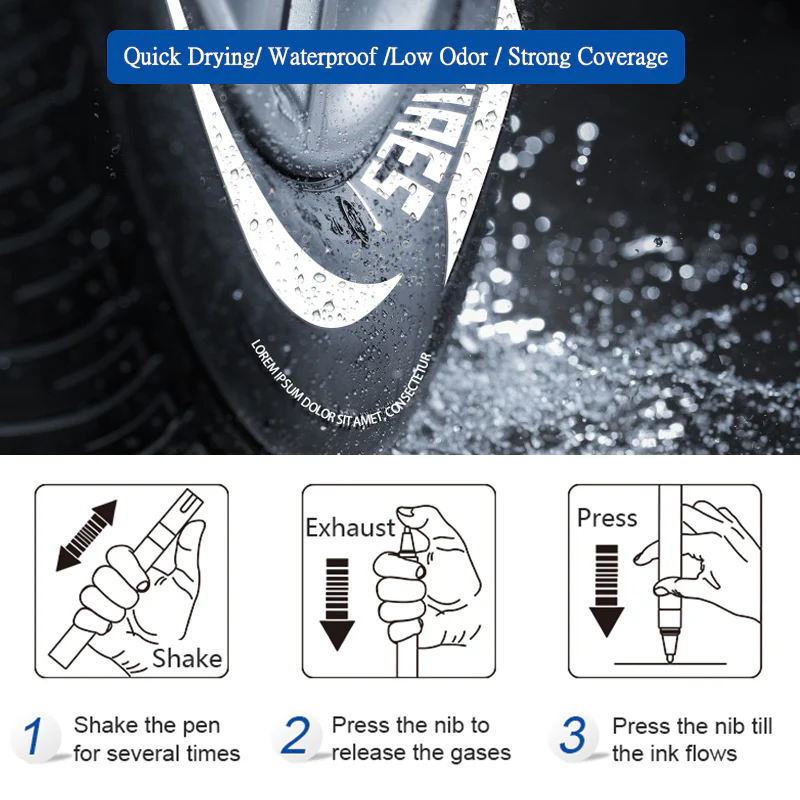 Car Tire Paint Marker – Durable Waterproof Ink Pen for Rubber & Wheel Lettering - Image 3