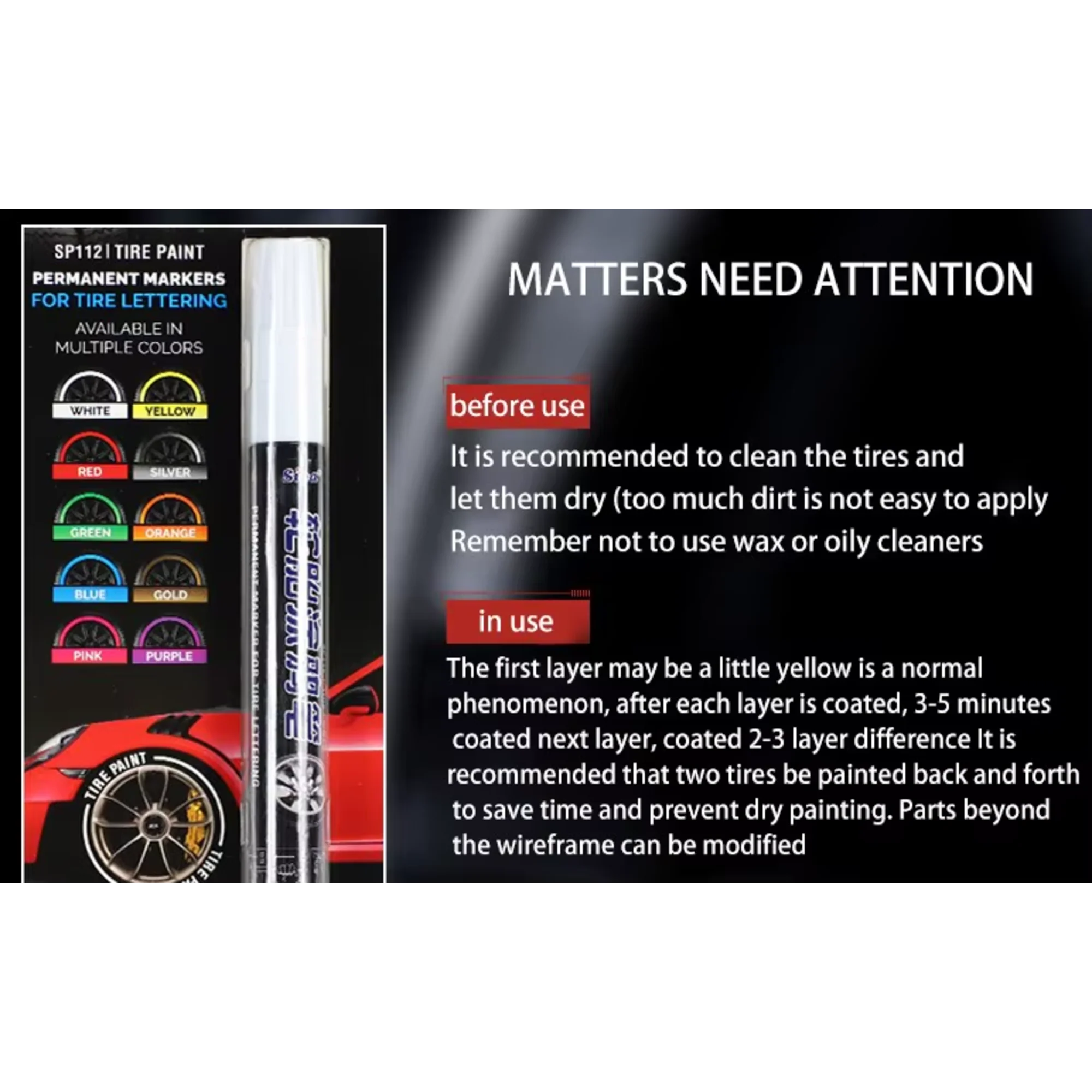 Car Tire Paint Marker – Durable Waterproof Ink Pen for Rubber & Wheel Lettering - Image 5